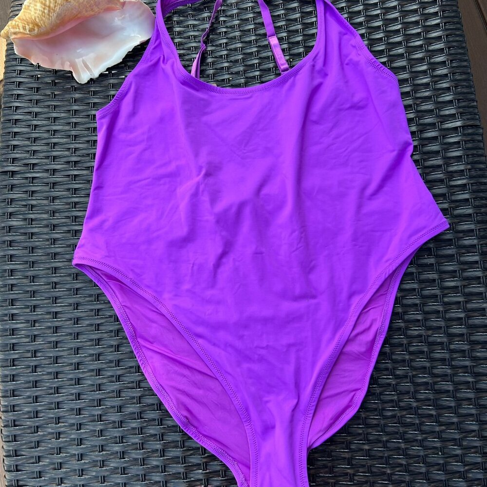 Ladies SKIMS Swim Scoop Neck One Piece Violet Size 4 XL NWT
